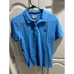 Selected Homme Polo Shirt Men’s Medium Blue Short Sleeve Cotton Crest Logo Slim